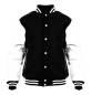 Preview: College Jacke mit Lederärmel Konny Design - Black White Preview: College Jacke mit Lederärmel Konny Design - Black White