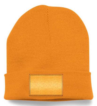 Heavyweight Long Beanie mit Lederpatch hell
