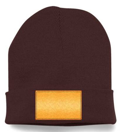 Heavyweight Long Beanie mit Lederpatch hell