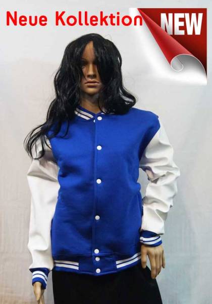 College Jacke mit Lederärmel Konny Design - Navy White College Jacke mit Lederärmel Konny Design - Navy White