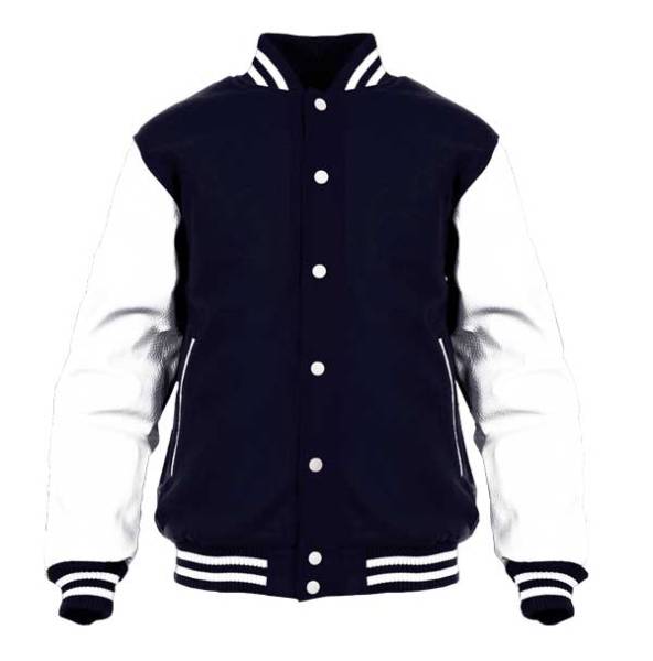 College Jacke mit Lederärmel Konny Design - Navy White College Jacke mit Lederärmel Konny Design - Navy White