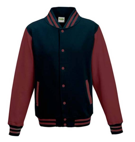 Varsity Jacket mit Applikation navy maroon